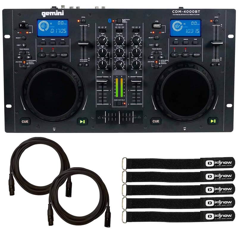 Gemini CDM-4000BT 2-Chan Dual CD/MP3/USB DJ Media Player Controller/Mixer + Cab image 1