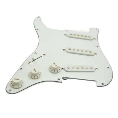 White Left Hand Guitar Loaded Prewired Strat Style Pickguard image 1