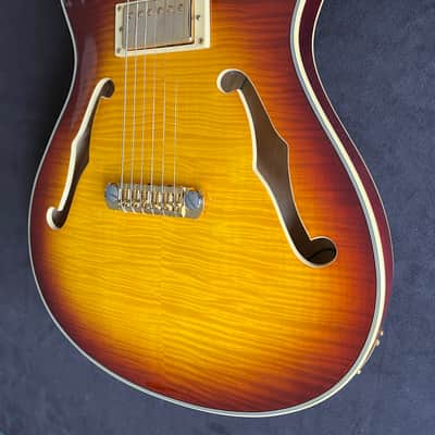 DYNAMIC METROPOLITAIN JAZZ II - Fully Hollow ES Thinline Vintage Sunburst Flametop Guitar by PT Berger image 4