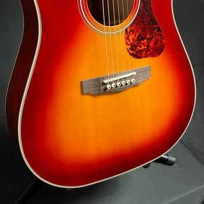 Guild D-140 Dreadnought Acoustic Guitar Cherry Sunburst Finish image 3