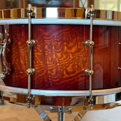 Ludwig Aged Exotic Tamo Ash 6.5x14 Snare Drum Cherry Carmel Lacquer image 9