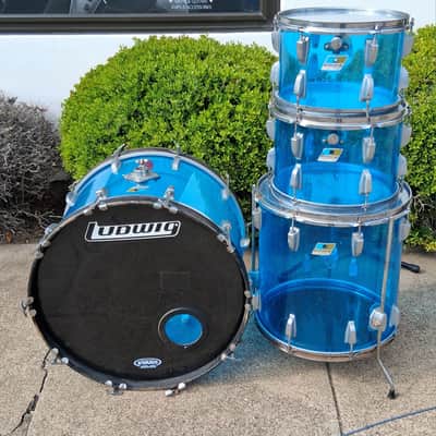Ludwig  Vistalite 4 Piece Drum Kit Acrylic Shell Pack 1970 - Blue image 1