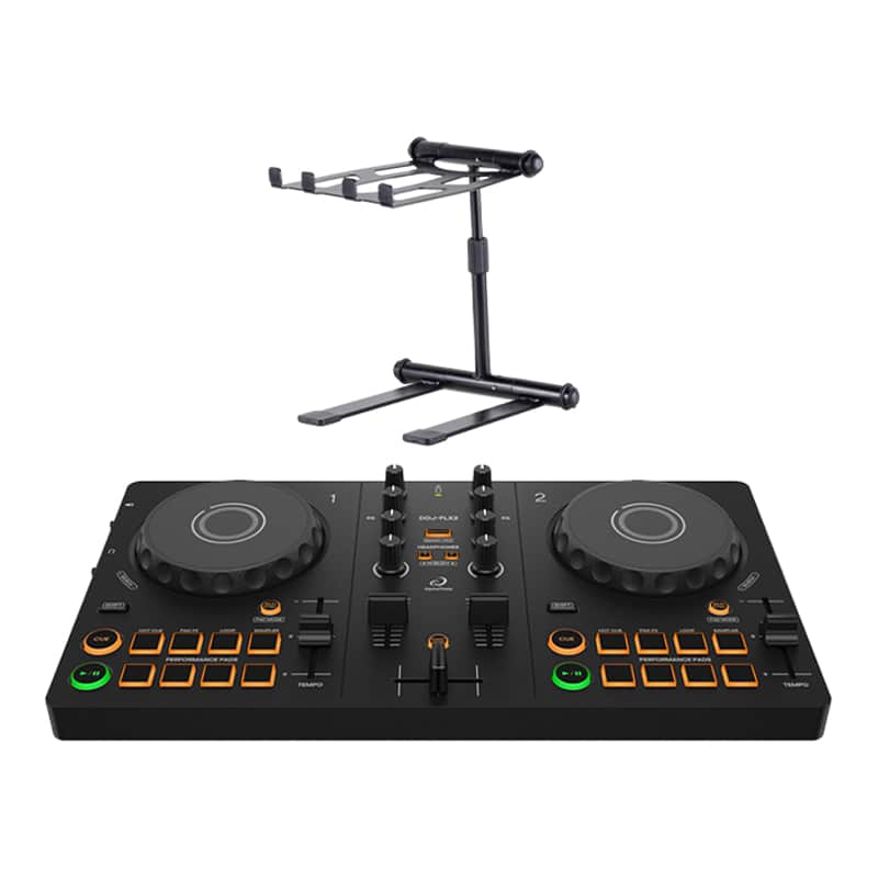 AlphaTheta DDJ-FLX2 DJ Controller + Headliner Noho Laptop Stand image 1