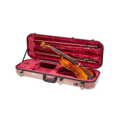 Crossrock 4/4 size Violin Case | ABS Molded Hardshell with Interior Compartment, 2 Bow Holders, Security Lock, and Detachable Straps-Rose Gold image 2