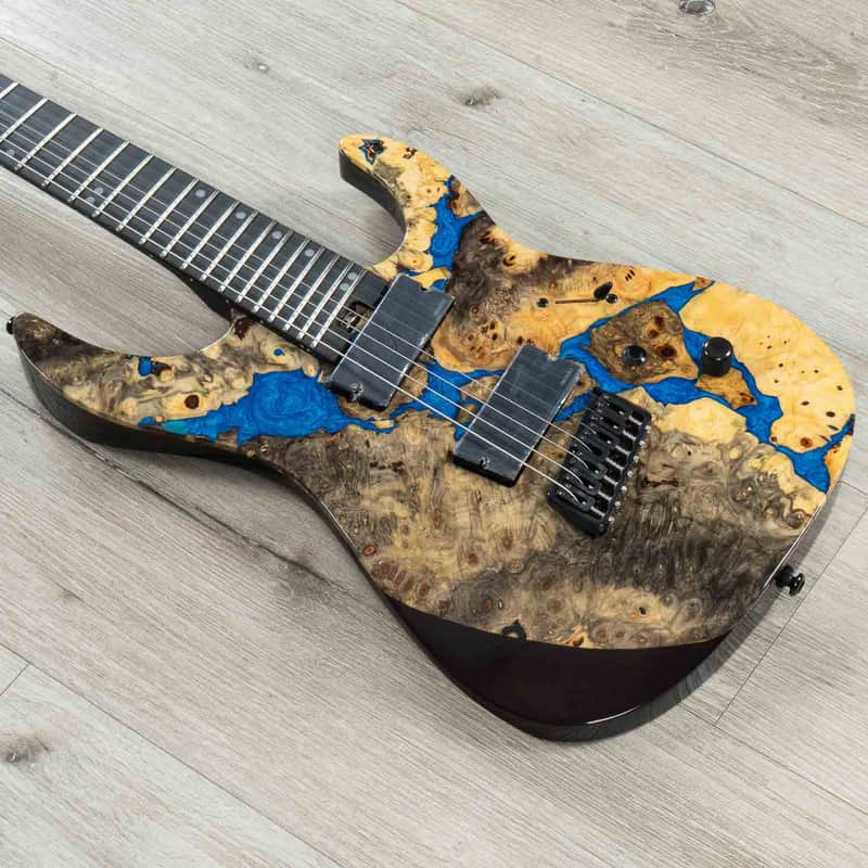 Mint Legator Ninja X7F Multi-Scale 7-String Guitar, California Buckeye Burl, Fishman Set, Caribbean Blue image 1