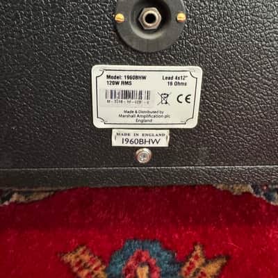 Marshall 1960BHW Handwired 120-Watt 4x12" Straight Guitar Speaker Cabinet 2001 - Present - Black image 7
