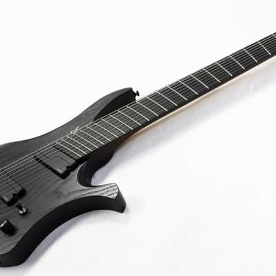 Agile 8 String Multi-Scale Fan Fret Chiral Nirvana 82831 RL MOD SS Flat Black Headless Electric Guitar image 5