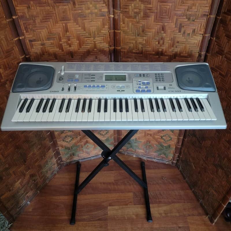 Casio CTK 593 Portable Electronic Keyboard Piano with Stand and AC Adapter image 1