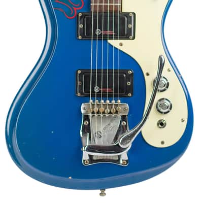1966 Mosrite Ventures Mark V Guitar Pacific Blue w/Original White Leather Strap #B1039 image 3