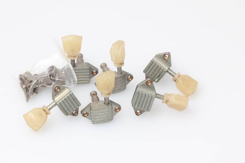 Kluson® Aged Nickel Waffelback Tuner Tulip Plastic Buttons image 1