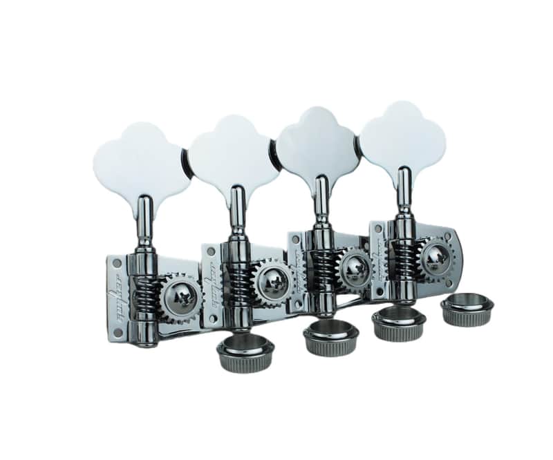 Guyker Bass (4 for Right) Machine Head - 1:21 Ratio Gear Open Frame Tuners Tuning Key Pegs Replacement for Electric Jazz Guitar Bass or Precision Instruments, Chrome image 1