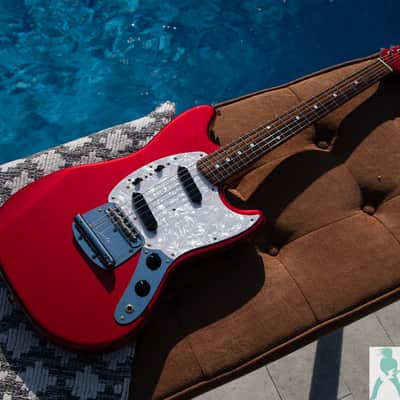 2011 Fender MG-69 '69 Mustang Reissue - Candy Apple Red w Matching Headstock - Pro Set Up w Perfect Frets/Action/Intonation! image 12