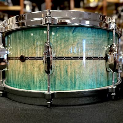Tama Star Maple 6.5"×14" Snare Drum in Emerald Sea Curly Maple Burst image 5