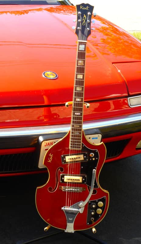 KENT  [Kawai/Teisco] 1967 Model 834  Violin-Shape HollowBody Cherry Red Stain - Original - Complete image 1