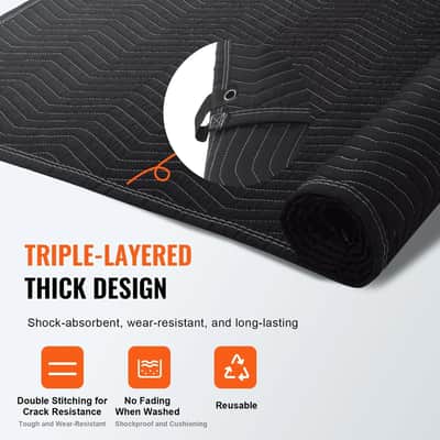 96" x 80" Heavy-Duty Soundproofing Blanket, Acoustic Noise Reduction Curtain with Metal Grommets, Black Studio & Recording Room Cover image 3
