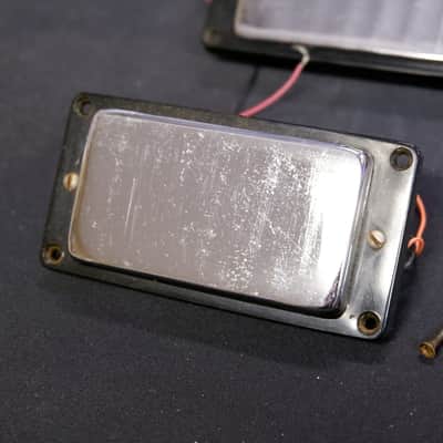 Gibson Super Humbucker Pickup Set from L6-S + Rings & Screws mid-to-late 1970's - Aged Nickel image 2
