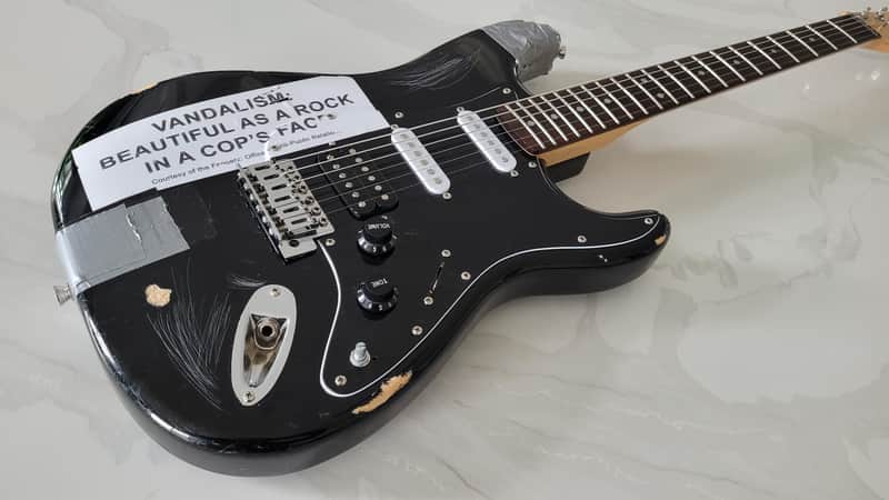 Kurt Cobain Vandalism Strat Replica (Relic) Nirvana Squier | Reverb