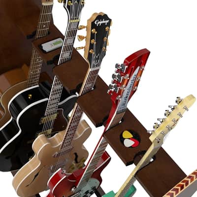 A&S Crafted Products SESXW5 The Session™ Deluxe 5 Guitar Stand For Acoustics & Electrics in Walnut image 3