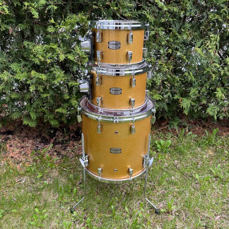 Yamaha Absolute Hybrid Maple Tom Pack 10 12 16 // Floor Tom Drum Set Gold Champagne Sparkle image 1