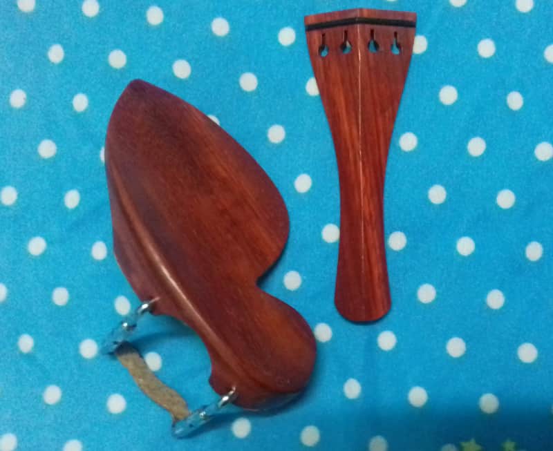 Violin parts in Redwood chinrest, tailpiece, image 1