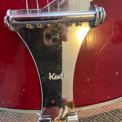 Kent 834 1960's Cherry Red Semi Hollowbody Guitar with white trim image 12