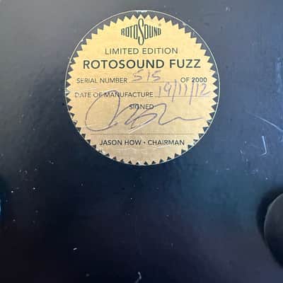 2012 Rotosound RFB1 Fuzz Reissue 515/2000 with Original Box & Paperwork image 3