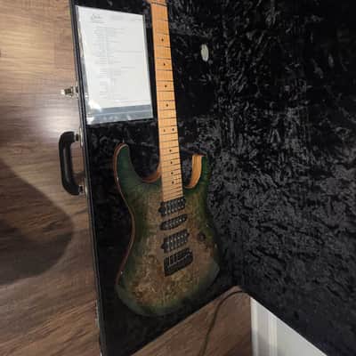 Suhr Custom modern s waterfall burl maple top black limba body image 4