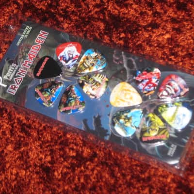 new in package (old stock) A+ Perri's Leather Ltd. / Perri's 12 Pack of Iron Maiden Guitar Picks - Med Gauge - Celluloid Plastic, 351 shape - but slightly curved (LP12-INM1) LP12INM1 image 16