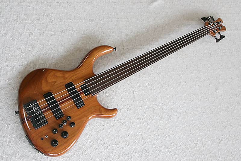 Tobias PRE Gibson fretless 5 string bass W/13 pin midi output image 1