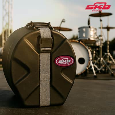 SKB 4" x 14" Snare Case with Padded Interior, D-Shaped Drum Design, and Molded in Feet for Upright Positioning and Stability, Black image 4