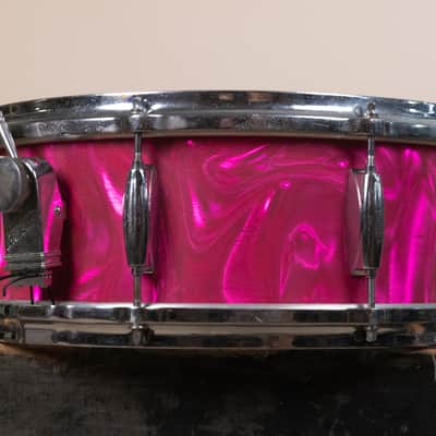 Vintage Gretsch 5.5x14 Pink Satin Flame Model 4157 Snare Drum image 4