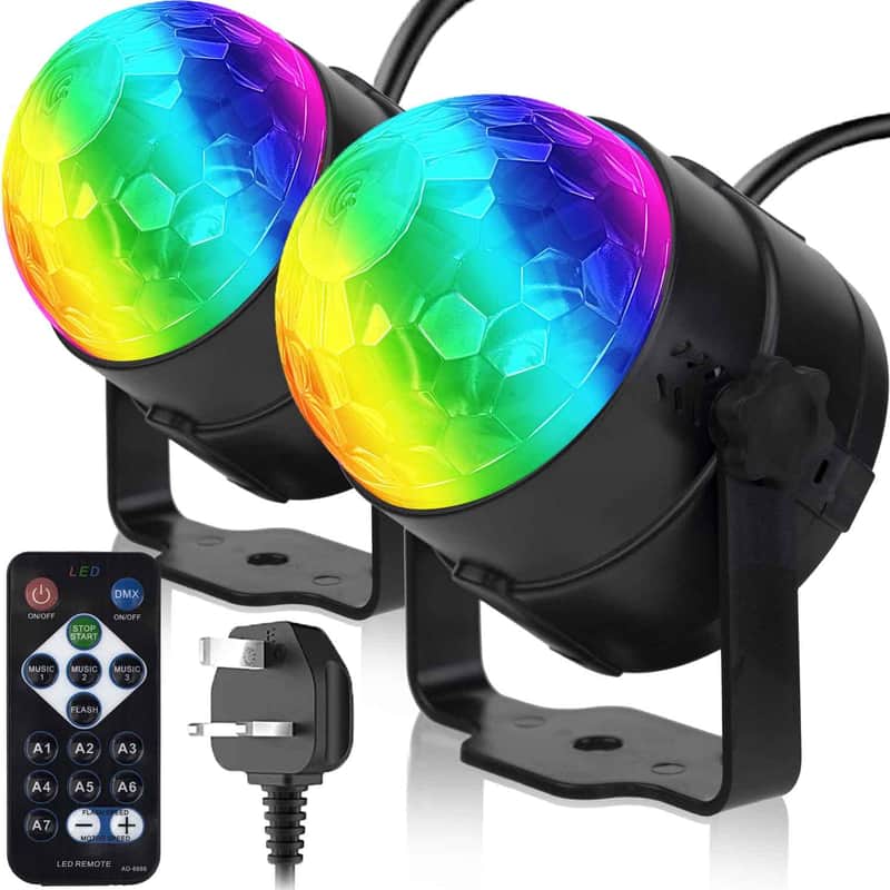 Pack Of 2, Remote Control Sound Activated Party Lights Indoor, Uk Plug, 4M(12.8Ft) Power Cable, Stage Stroboscopes, Dj Lighting, Rbg Disco Ball, Strobe Lamp Stage Par Light For Car Room Dance Party image 1