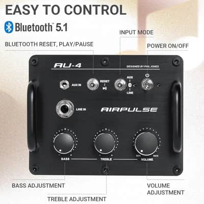 NEW AIRPULSE PHIL JONES BLUETOOTH SPEAKER - AUX/LINE INPUT -MUSIC-GUITAR -35 WATTS image 3