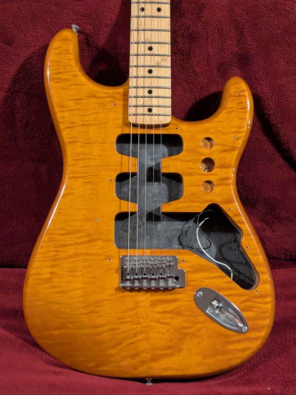 Fender Stratocaster Plus Top Amber Flame Maple Top FMT Guitar Body, MIM Mexico image 1