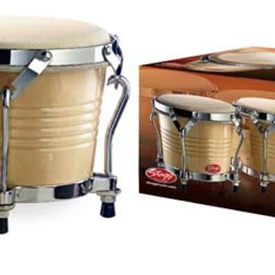 STAGG Bongos Natural Finish 7.5" & 6.5" Latin Percussion Wood Bongo Drums image 1