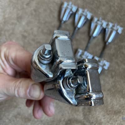Yamaha Lot of 8 Bass Drum Tension Rods + Claws - Made in Japan 3 1/2” 80s - Chrome image 6