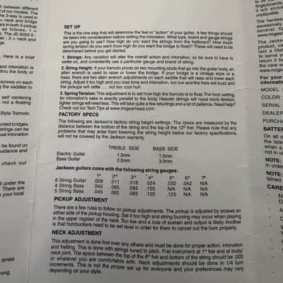 Jackson Owners manual and warranty card 2000s image 7
