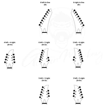 Guitar Monkey 8-String (2l + 6r) Monkey Locks - Locking Tuners Chrome image 3