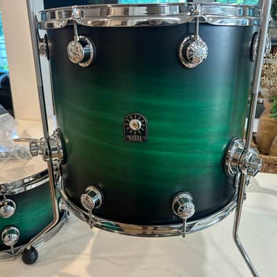 Natal Cafe Racer drum set last of the tulip wood!!!! - Green satin fade finish image 5