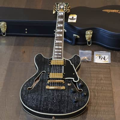 2021 D’Angelico Excel Mini DC Semi-Hollow Electric Guitar Black Dog + OHSC image 1