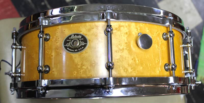 Ludwig Custom Shop Birdseye Maple 5x14" 10- Tube Lug Snare Drum with Die Cast Hoops image 1