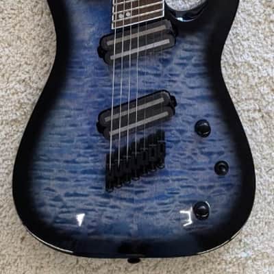 Jackson X Series Soloist Arch Top SLATX7Q 7-String Guitar, Trans Blue Burst DEMO image 1