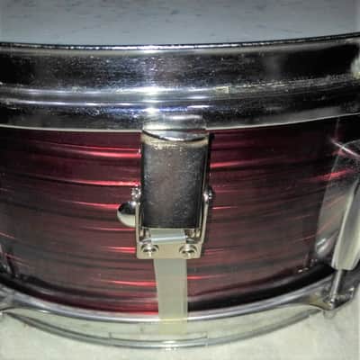 Toledo 6 lug snare 14" x 5 1/2 " 1960's Burnished Red Strata? image 2