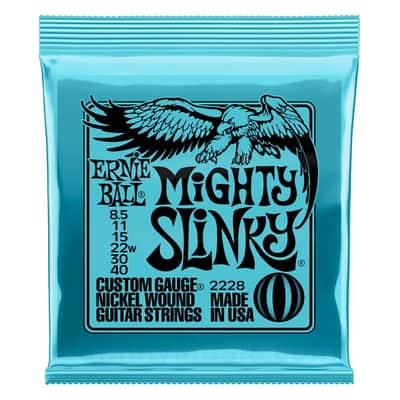 Mighty Slinky Nickel Wound Electric Guitar Strings 8.5 - 40 Gauge Set - world standard special-tempered+tinned steel & ni-plated wrap on steel hex core image 1