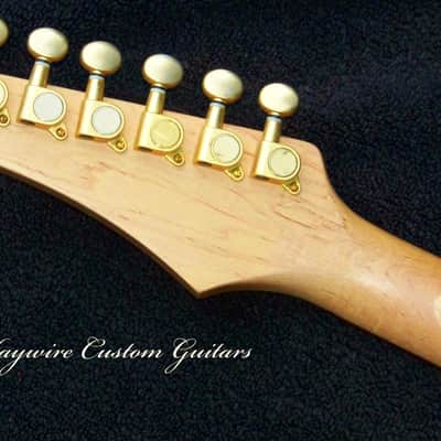 3/4 Size Cherry Lightweight 6.5 lb. Strat + 24.75 Gibson Scale Inlaid Neck + Thin Close Fitting Body + Gold Hardware+ 2 EMG Select Humbucker Pickups +Tune-O-Matic Bridge + Leveled & Crowned 6550 Frets with Low Action! image 6