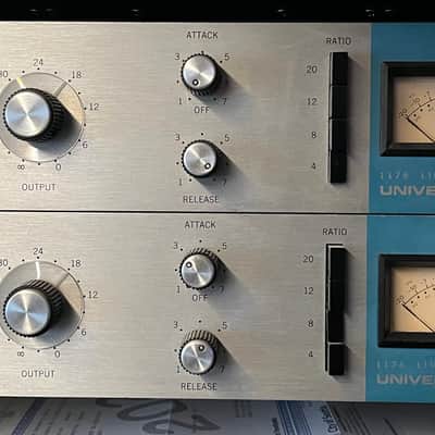 Urei Universal Audio 1176 Rev. B Limiting Amplifier Stereo Pair 1960s Silverface with Blue Stripe image 1