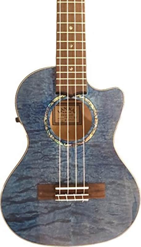 Lanikai QM-BLCET Quilted Maple Cutaway Acoustic-Electric Tenor Ukulele, Blue Stain image 1