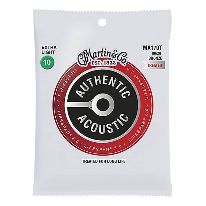 Martin MA170T Authentic Acoustic Lifespan 2.0 80/20 Bronze Acoustic Guitar Strings - Extra Light (.10 - .47) image 1
