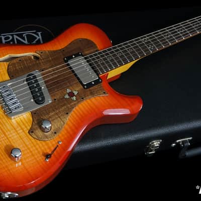 Knaggs Guitars Choptank Hollowbody in Lemon Cherry Burst with 15th Ann Navajo Sun Package image 2