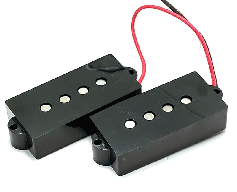 Dragonfire Vintage Alnico P Bass Pickup Set ~ 4 String P Bass Pickups, 4String PBass Set in Black image 1
